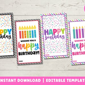 Printable Happy Birthday Tags | Happy Birthday Tags | Confetti and Candles Birthday Personalized Tags