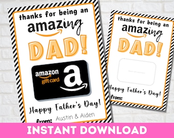 Porte-cartes-cadeaux pour la fête des pères | Carte de fête des pères imprimable | Incroyable cadeau de papa pour lui papa | Cadeau papa des enfants | Téléchargement instantané