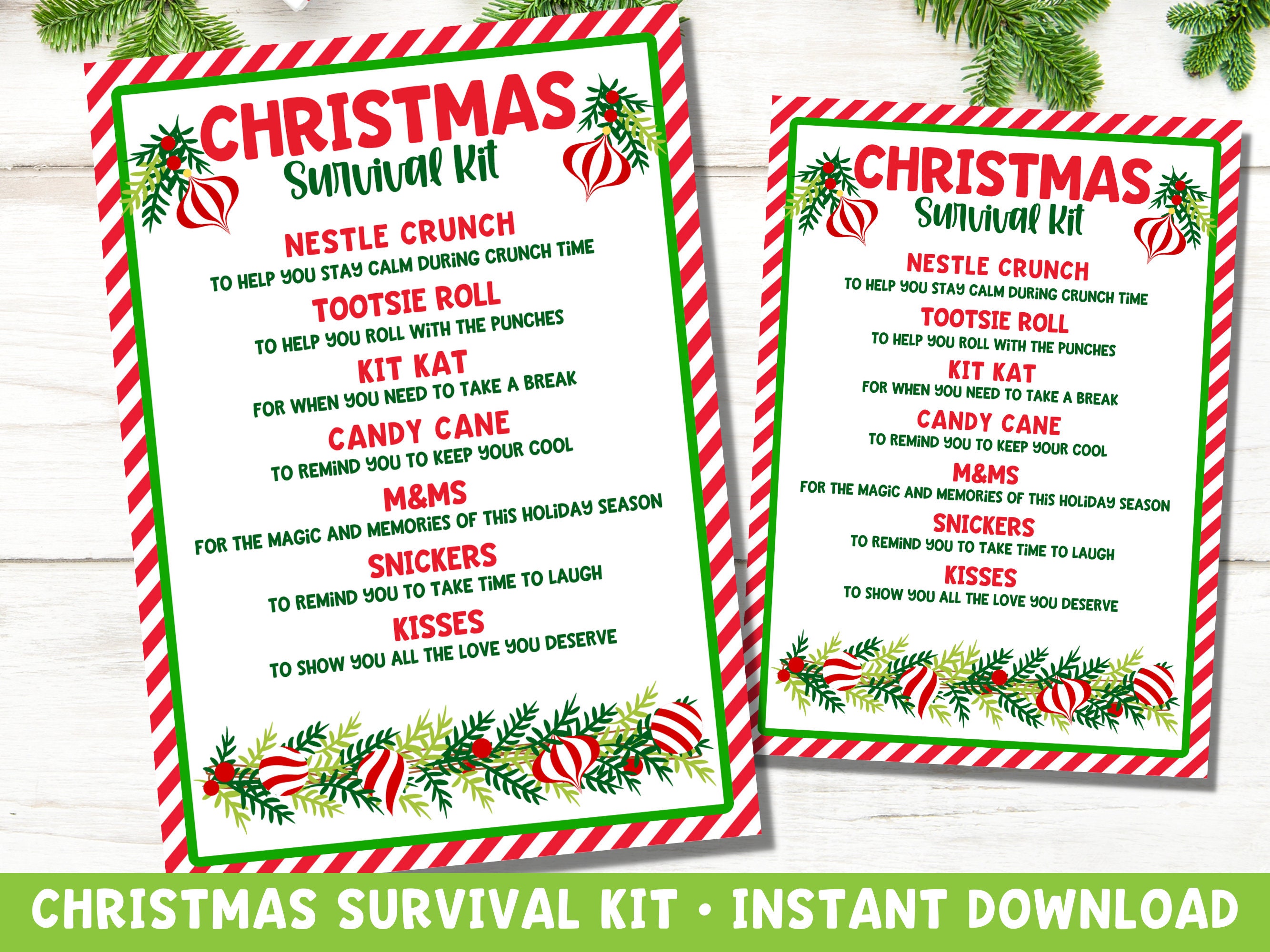 Christmas Survival Kit Printable Staff Christmas Gift Goody Bags Team  Appreciation Holiday Survival Kit Instant Download 