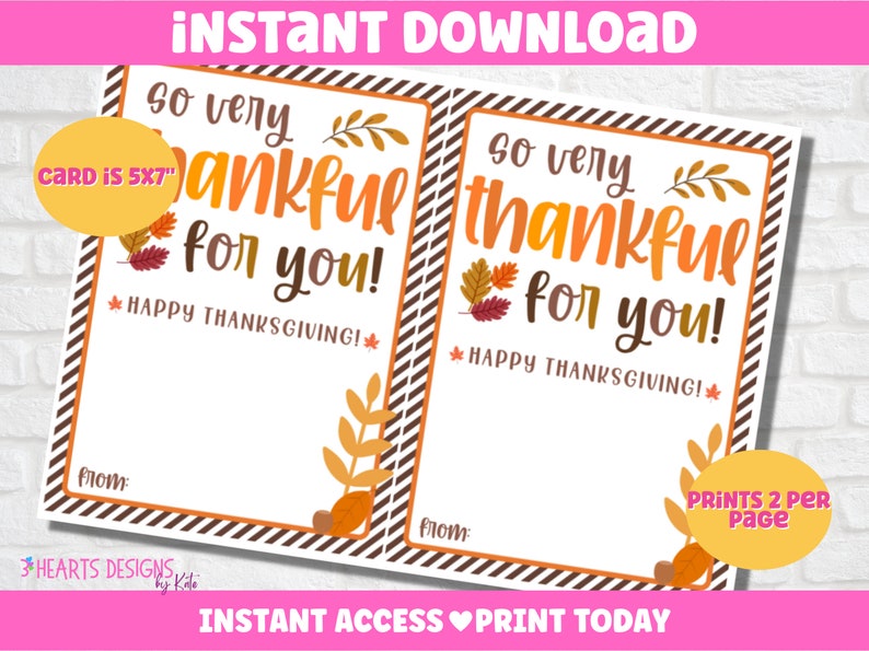 Gift Card Holder Printable Thankful for You Happy - Etsy