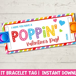 Tarjetas de San Valentín Poppin / San Valentín para el aula / Día de San Valentín imprimible / Regalos de fiesta Fidget para el aula, regalo de maestro a estudiante