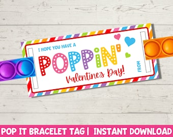 Pop It Valentine Cards | Classroom Valentines | Printable Valentines Day | Fidget Party Favors Classroom Gift Teacher to Student