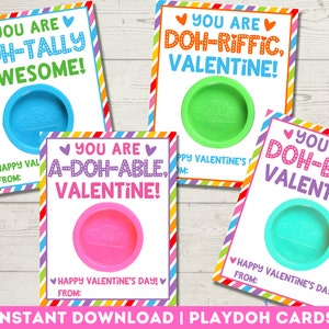 PlayDoh Valentine Cards | Classroom Valentines | A-Doh-Able Kids Valentines Play Dough | Printable Valentines Day | Instant Download