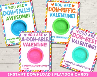 PlayDoh Valentine Cards | Classroom Valentines | A-Doh-Able Kids Valentines Play Dough | Printable Valentines Day | Instant Download