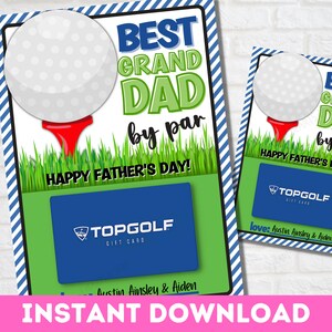 Vatertag Geschenk Kartenhalter Printable | Golf Geschenk Kartenhalter Granddad | Vatertagskarte | Bester Großvater von Par Karte | Opa Papa Geschenk