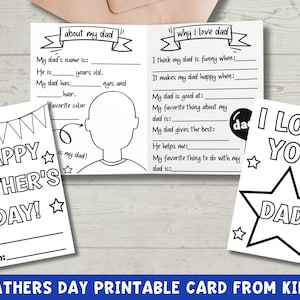Afdrukbare Vaderdagkaart | Alles over papa-kaart van Kids | Kleurplaten voor vaderdagcadeau | Direct downloaden