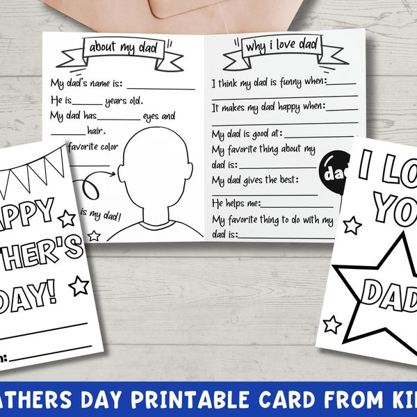 Printable Fathers Day Card | All About Dad Card from Kids | Coloring Pages for Fathers Day Gift | Instant Download