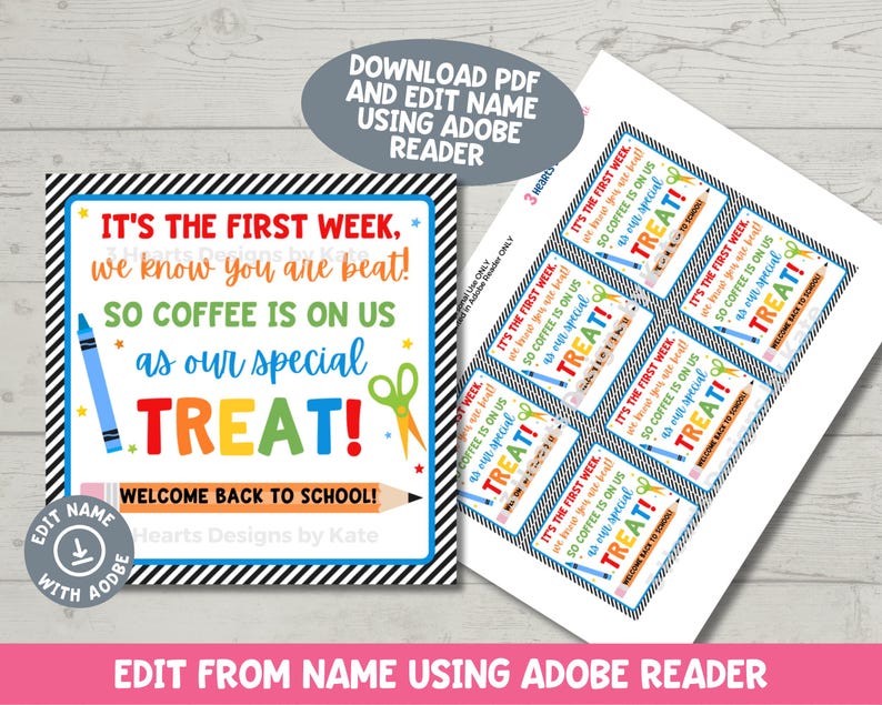 Teacher Appreciation Coffee Gift Tag | First Day of School Printable ...