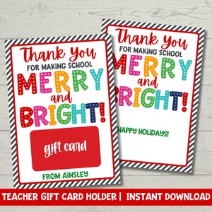 Weihnachten Geschenkkartenhalter für Lehrer | Perfektes Last-Minute-Schule-PTO-PTA-Geschenk