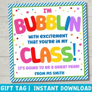 Back to School Gift Tag | Bubbles Gift Tag Gift from Teacher | First Day of School Gift for Student | Instant Download Printable