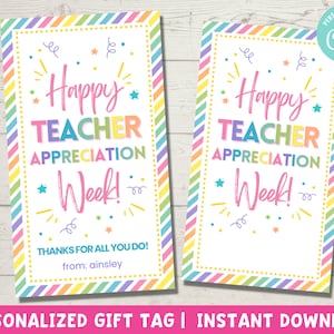 Teacher Appreciation Gift Tag Printable | Teacher Gift Tag | Personalized Teacher Thank You | Instant Download