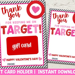 Teacher Valentine Gift Card Holder Printable | Teacher Gift Card | Staff Appreciation | Keeping Me on Target | Instant Download