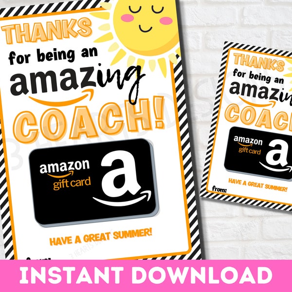 Printable Coach End of Year Gift Card Holder | Coach Gift Card | Amazing Coach | End of Year Tag | Last Minute Coach Gift