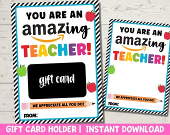 Teacher Appreciation Gift Card Holder | Teacher Thank You | Staff Appreciation Week Gift | School PTO PTA | Instant Download