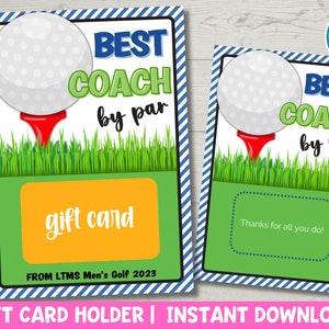 Golf Coach Geschenkkartenhalter Printable Golf Team Geschenk Golf Geschenke für Männer Bester Golf Coach Sofort Download Bild 1