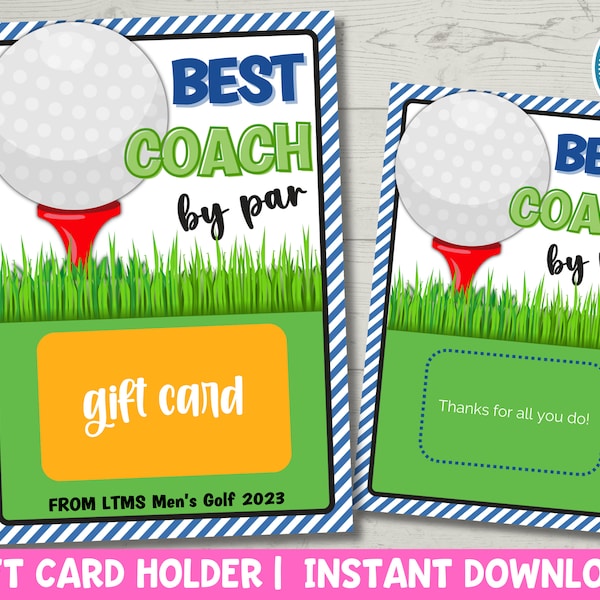 Golf Coach Gift Card Holder Printable | Golf Team Gift | Golf Gifts for Men | Best Golf Coach | Instant Download