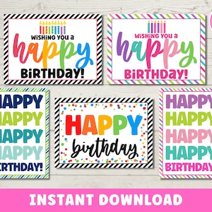 Printable Birthday Card Set | 5 Minimalist Happy Birthday Cards for Easy Download