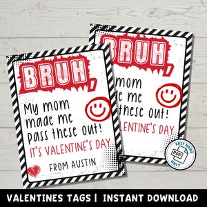 Bruh Valentijnsdagkaarten afdrukbaar | Valentijnscadeau voor grappige jongen inruilen | Direct downloaden