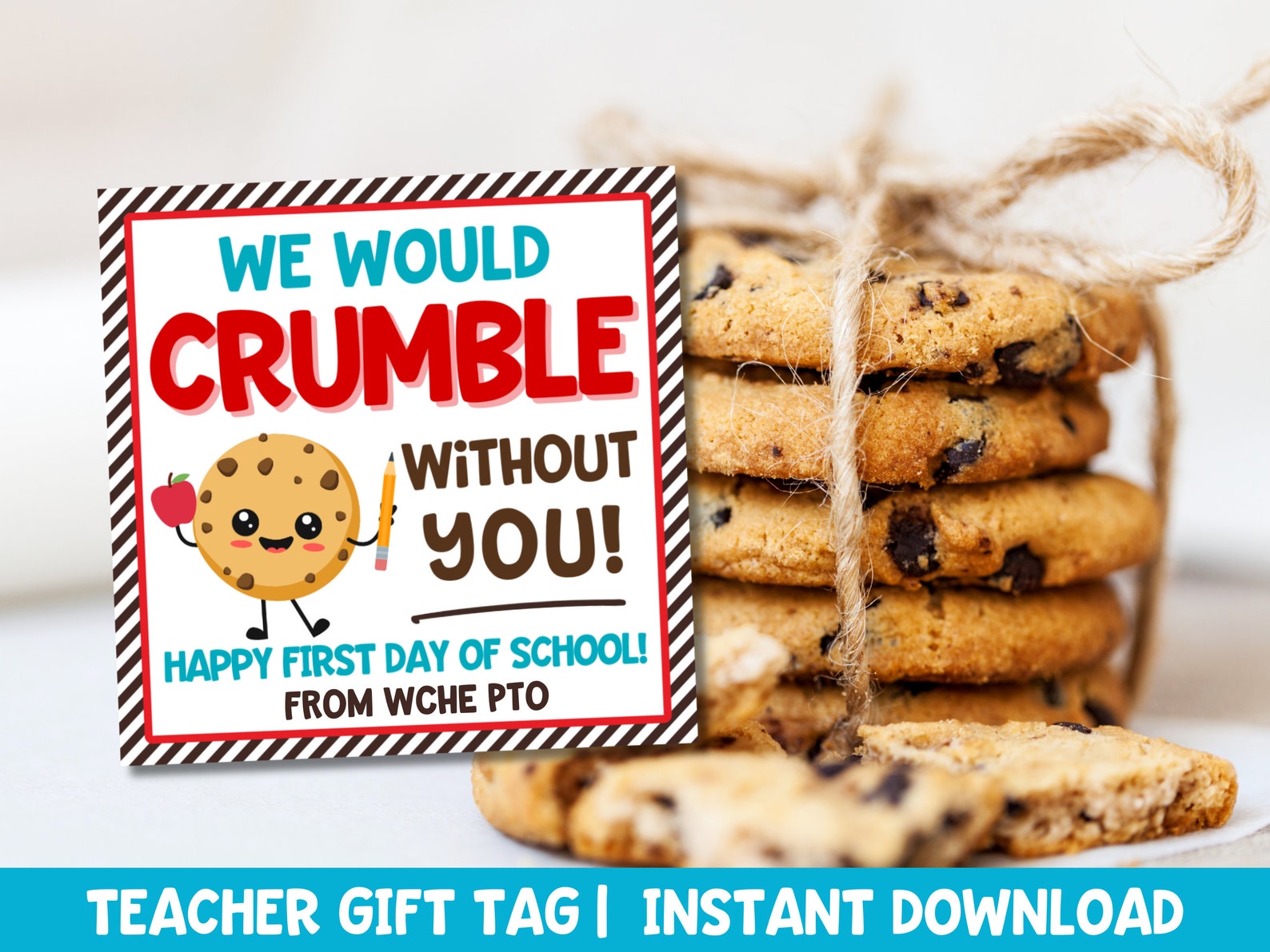 Teacher Cookie Gift Tag Printable | Personalized Back to School Instant ...