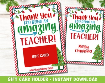Christmas Teacher Gift Card Holder | Printable School Appreciation Gift | Digital Download