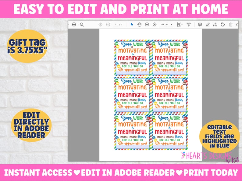 M&amp;M Thank You Tag Printable Staff Appreciation Gift - Etsy