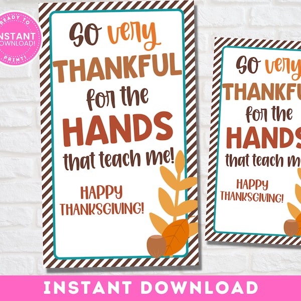 Thankful for You Thanksgiving Tags | Teacher Appreciation Happy Thanksgiving | Teacher Gift Idea | School PTO PTA Printable Instant Download