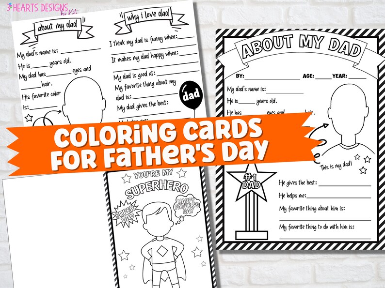 Superhero Dad Coloring Card | Printable Father's Day Gift | Digital ...