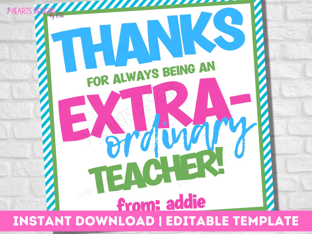 Teacher Appreciation Extra Gum Gift Tag Extra Amazing Etsy