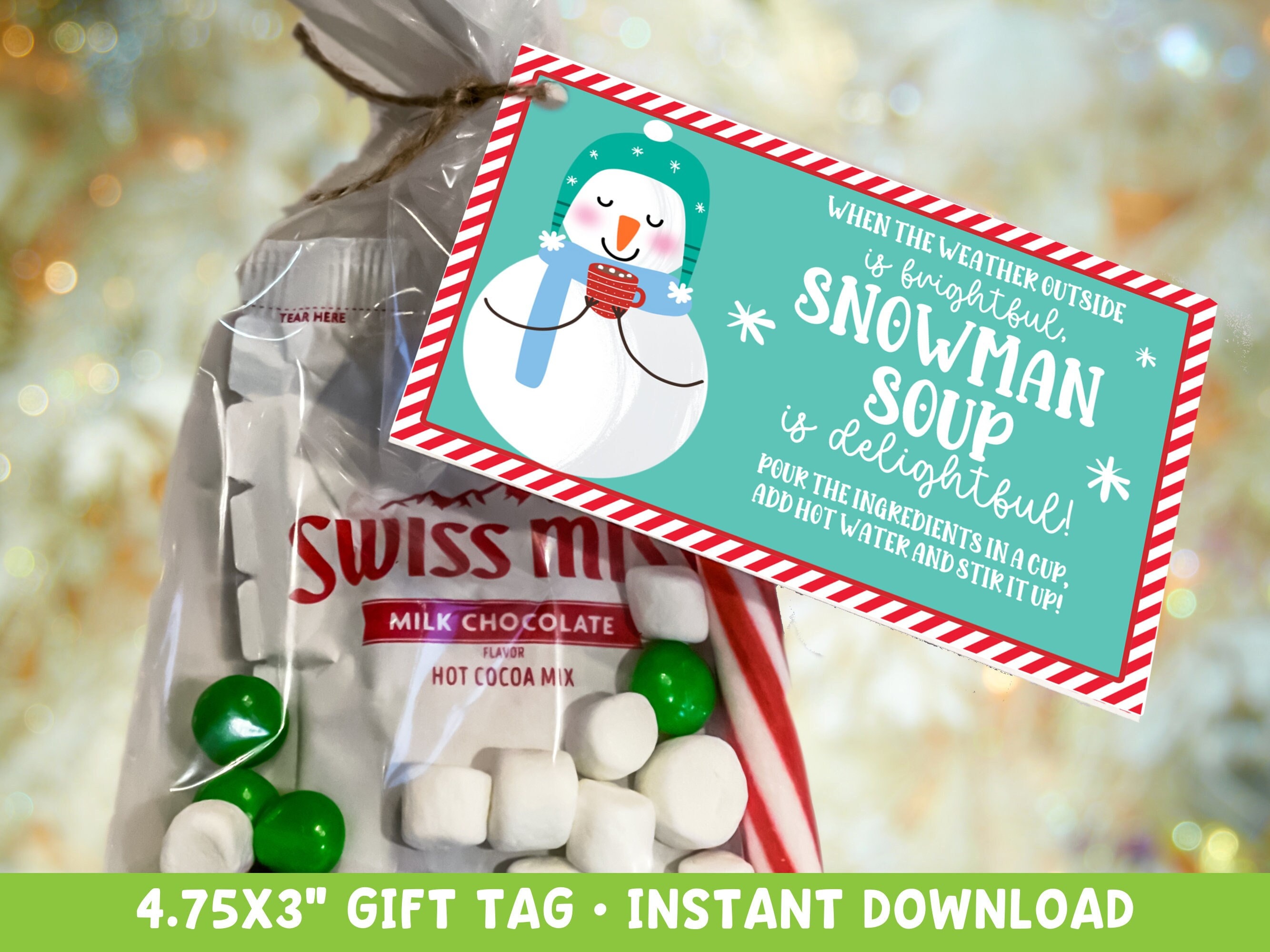 Snowman soup gift tags hot cocoa gift hot chocolate class etsy