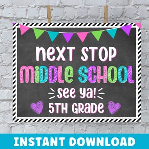5th Grade Grad Sign Printable | Good Bye 5th Grade | Last Day of 5th Sign | See Ya 5th Grade Sign | Last Day of School Chalkboard Sign