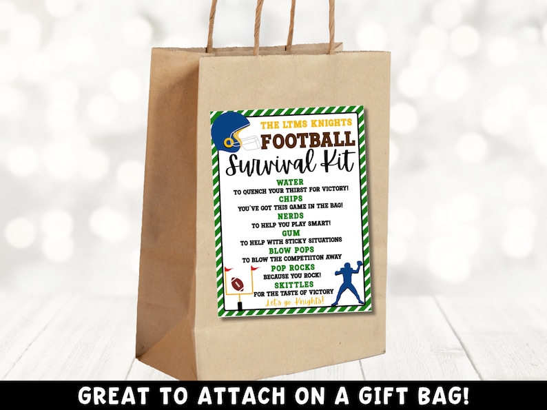 Customizable Game Day Football Survival Kit Printable for Gifts ...