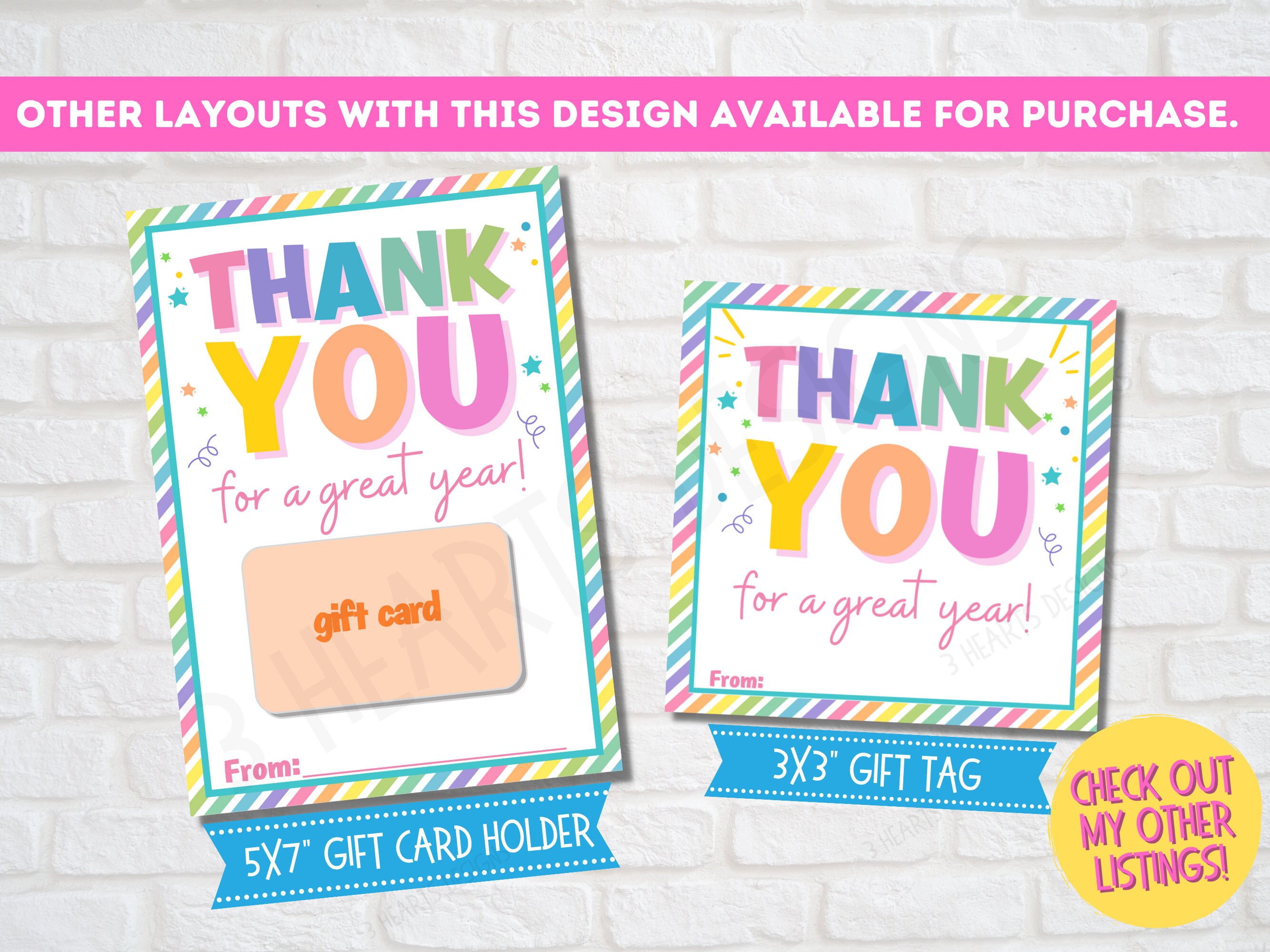 Teacher Thank You Gift Tag: End of Year Printable | Instant Download - Etsy