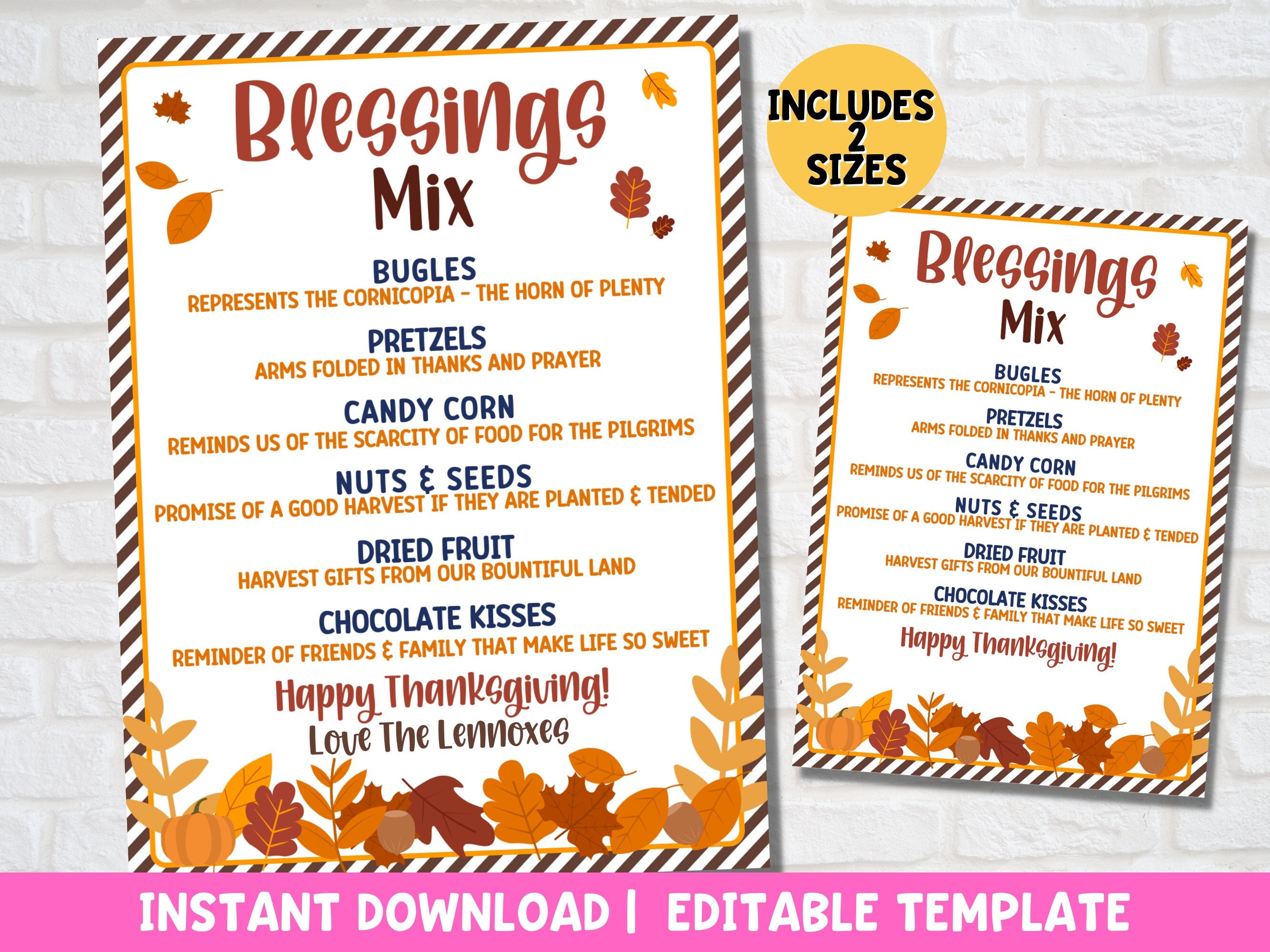 thanksgiving blessings mix tag for appreciation - fall trail mix