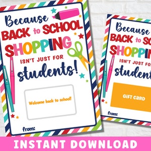 Titulaire de la carte-cadeau de la rentrée scolaire imprimable | Fournitures scolaires Cadeau pour enseignant | Premier jour d'appréciation des enseignants de l'école | Téléchargement instantané