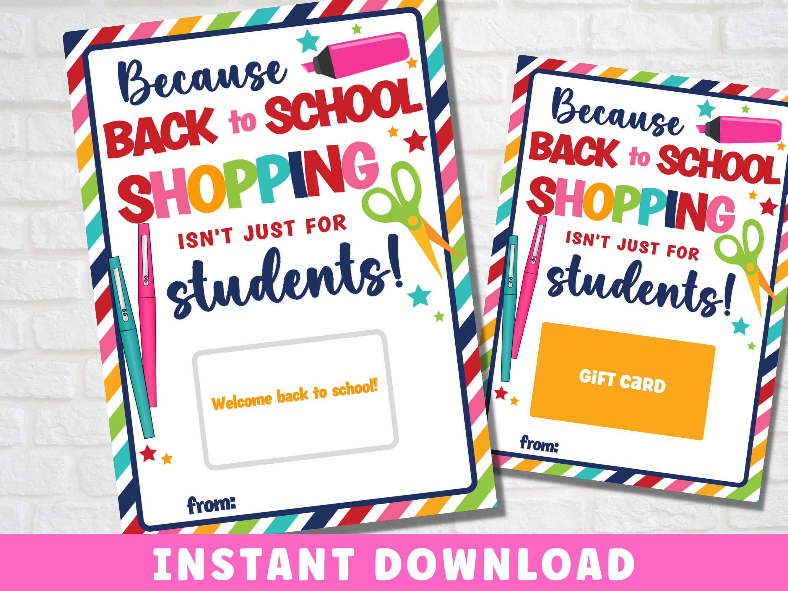 Back to School Teacher Gift Card Holder Printable | Instant Download - Etsy