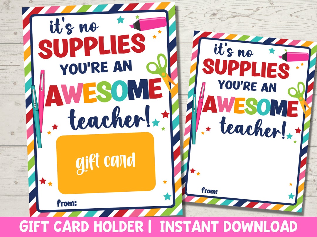 Printable Teacher Card Holder for Appreciation or End of Year Gift ...