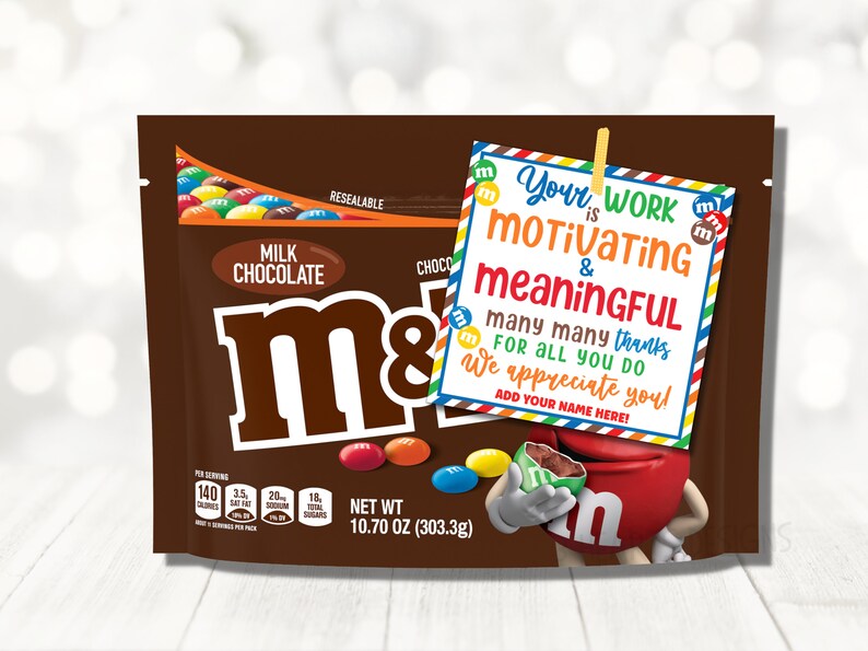 M&amp;M Thank You Tag Printable Staff Appreciation Gift - Etsy