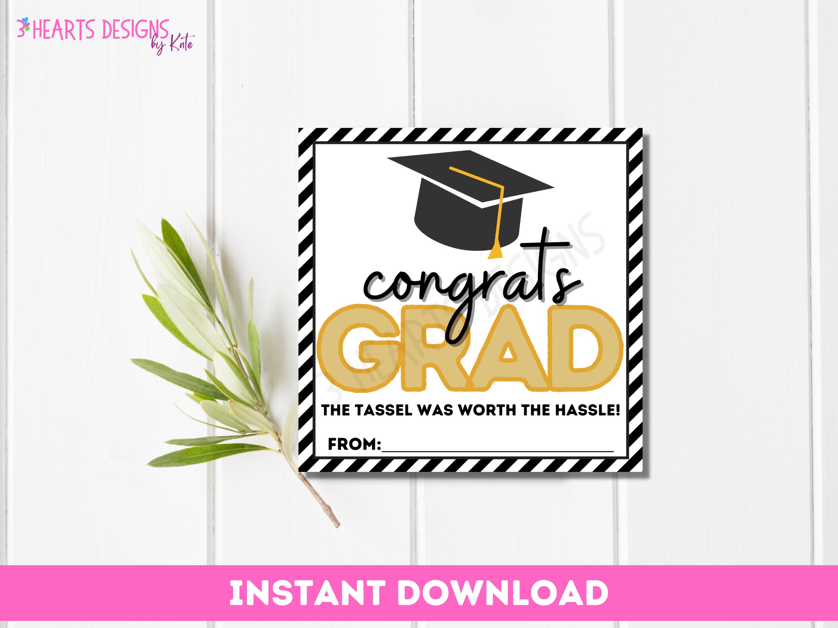 Congrats Grad Gift Tag Printable Favor | PDF Instant Download - Etsy