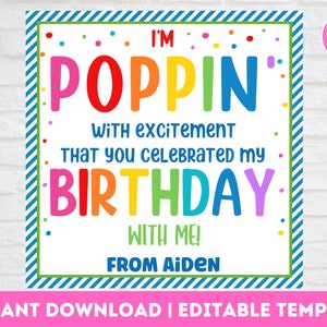 Editable Bubbles Favor Tags Birthday Thank You Tags First Birthday Party Favors Printable Instant Download image 1