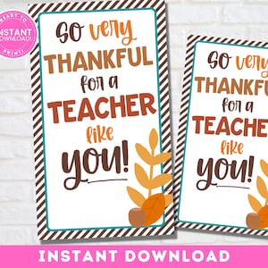 Thankful for You Thanksgiving Tags | Teacher Appreciation Happy Thanksgiving | Teacher Gift Idea | School PTO PTA Printable Instant Download