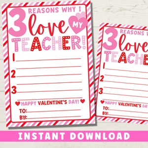 Alles über meinen Lehrer Printable | Valentinstag Lehrer Geschenk | Füllen Sie das Blanko Lehrer Danke aus | Sofort Download