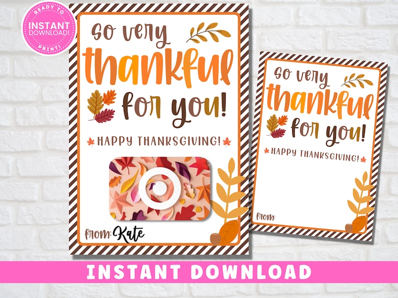 Gift Card Holder Printable Thankful for You Happy - Etsy