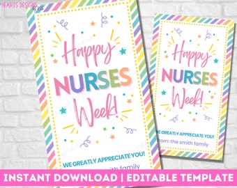 Happy Nurses Week Gift Tag: Printable Appreciation Tag | Instant Download