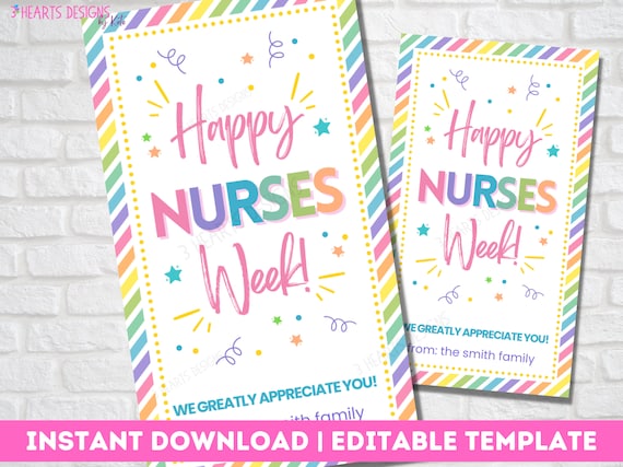 Happy Nurses Week Gift Tag: Printable Appreciation Tag | Instant Download
