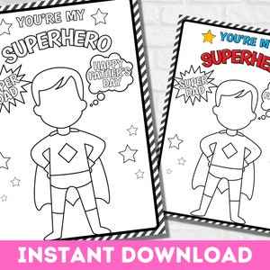 Superheld Vatertagskarte | Druckbare Vatertagskarte | Papa Karte von Kids | Sofort Download