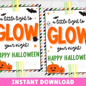 Halloween Glow Stick-tags | Afdrukbare Trick or Treat, direct download lescadeau