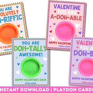 Tarjetas de San Valentín editables con plastilina PlayDoh / Tarjetas de San Valentín para el aula / Tarjetas de San Valentín para preescolar con plastilina PlayDoh / Tarjetas de San Valentín imprimibles / Descarga instantánea