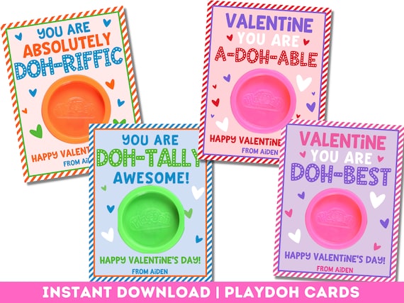 PlayDoh Valentine Cards: Editable Classroom Valentines | Instant Download PDF