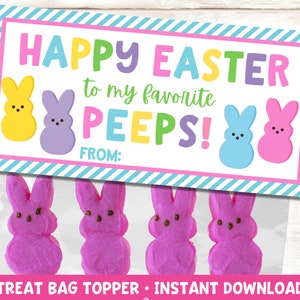 Easter Treat Bag Topper Easter Peeps Gift Tag Kids Easter Treats for My Peeps Easter Printable Instant Download image 1