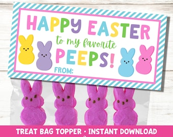 Easter Treat Bag Topper| Easter Peeps Gift Tag | Kids Easter Treats for My Peeps | Easter Printable | Instant Download